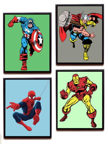 Jogo de quadros Heróis Marvel