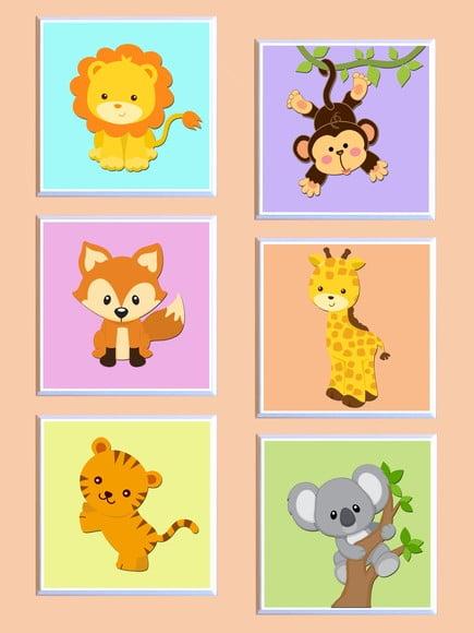 Jogo de Quadros Safari Babies