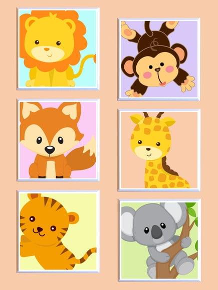Jogo de Quadros Safari Babies 2