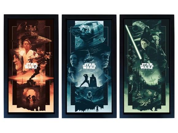Jogo de Quadros Star Wars Cartaz Monocromático