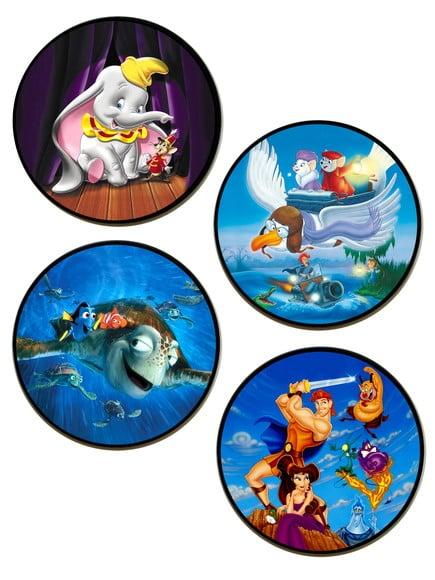 Kit com quatro quadros redondos disney