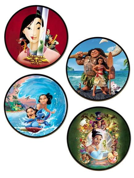 Kit com quatro quadros redondos disney