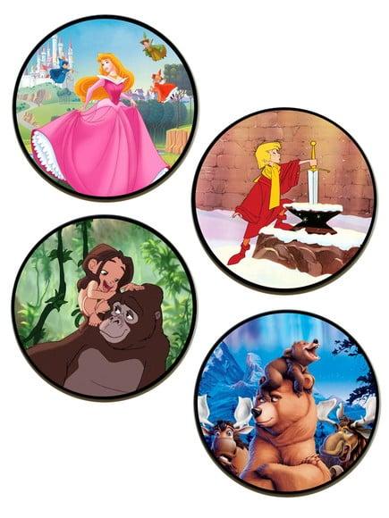 Kit com quatro quadros redondos disney