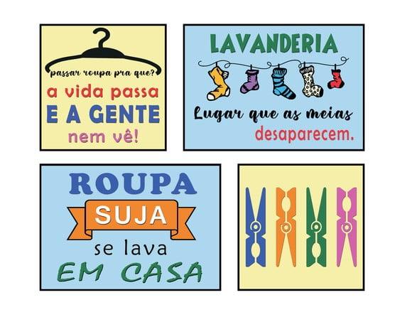Kit de Placas Decorativas para Lavanderia (colorido)
