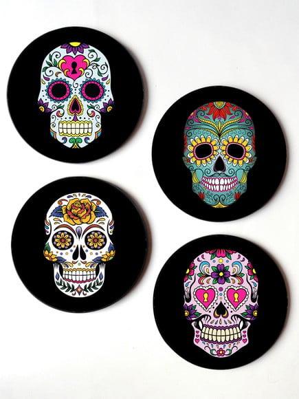 Kit de Placas Redondas Caveiras Mexicanas 03
