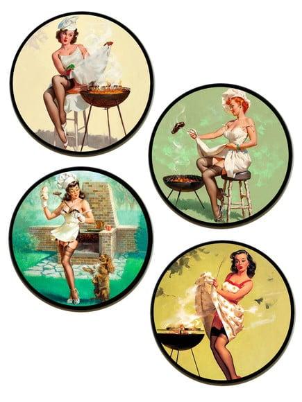 Kit de Placas Redondas Pinups Churrasco