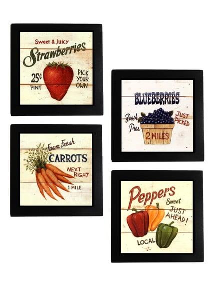 Kit de Quadros Frutas e Legumes Vintage