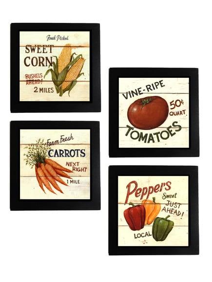 Kit de Quadros Frutas e Legumes Vintage 2