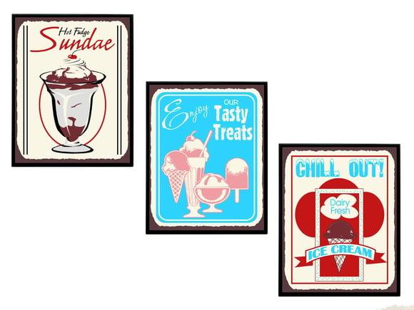 Kit de Quadros Vintage Sorvete