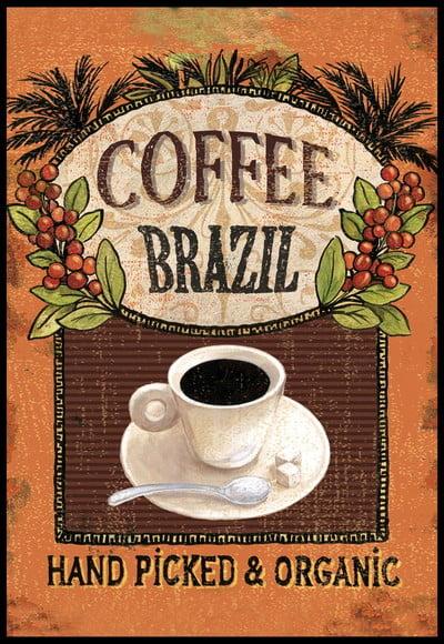 Placa Decorativa Coffee Brazil