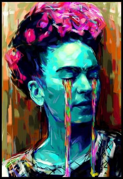 Placa Decorativa Frida Chorando