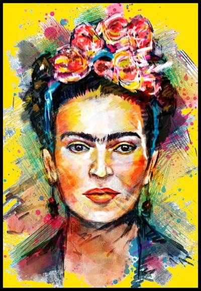 Placa Decorativa Frida Aquarela Amarelo