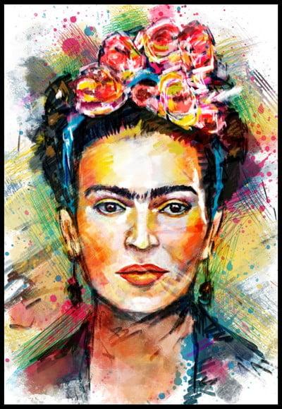 Placa Decorativa Frida Aquarela