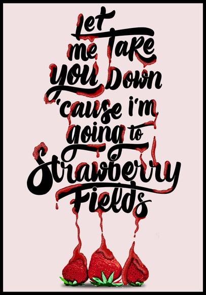 Placa Decorativa Letra Strawberry Fields Forever