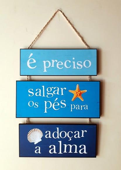 Placas Decorativas com Corda É Preciso Salgar os Pés