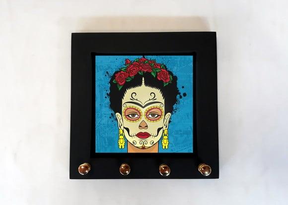 Porta Chaves Frida Caveira Azul