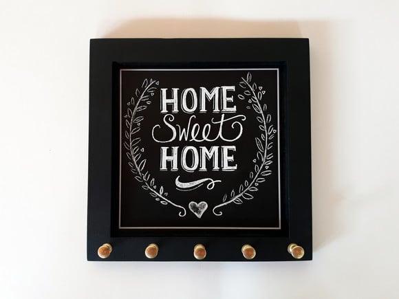 Porta Chaves Home Sweet Home 5 Ganchos