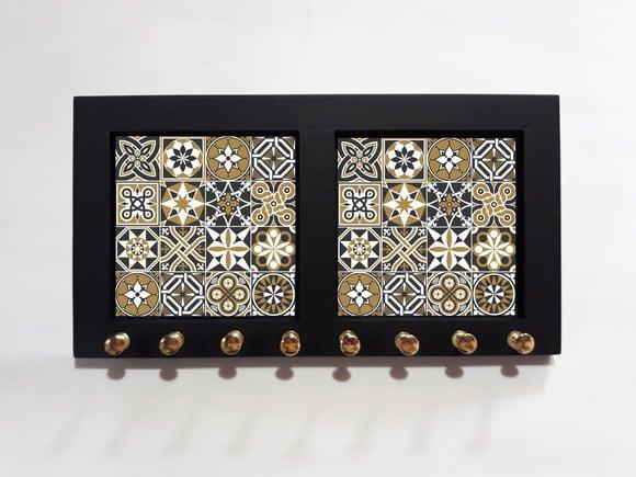 Porta Colar Azulejos 01 (Preto)