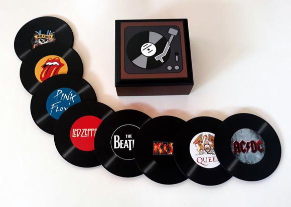 Porta Copos Vinil Single Bandas