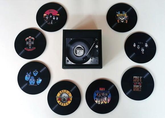 Porta Copos Vinil Single Kiss e Guns