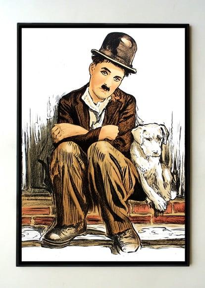 Quadro Charles Chaplin Vida de Cachorro (colorido)
