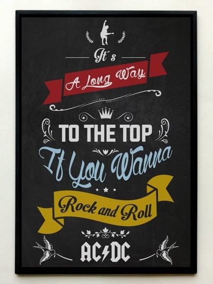 Quadro Chalkboard Rock And Roll (ac/dc)