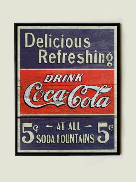 Quadro Coca Cola Vintage Delicious Refreshing