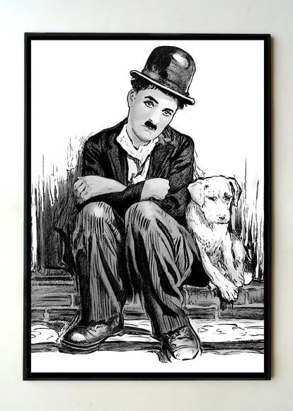 Quadro Charles Chaplin Vida de Cachorro PB