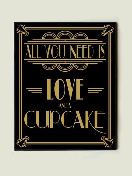 Quadro de Frase All You Need Is Love And Cupcake