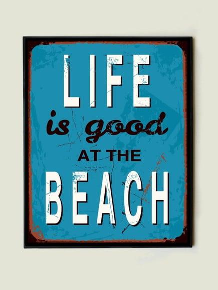 Quadro frase Life is good (Azul)