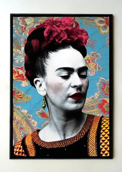 Quadro Frida Kahlo (Fundo Azul)