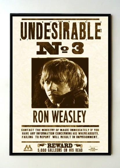 Quadro Harry Potter Undesirable Nr 3 Ron Weasley