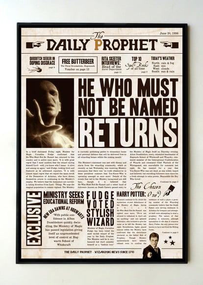 Quadro Harry Potter Profeta Diário (Voldemort)