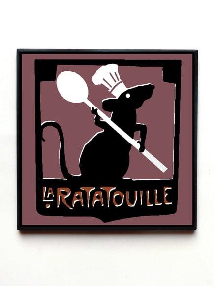 Quadro Ratatouille placa restaurante (vinho)