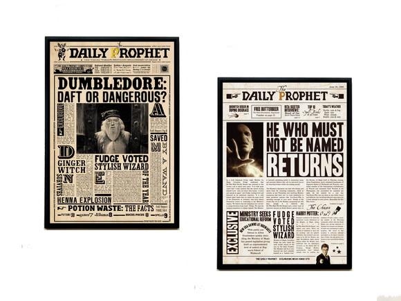 Quadros Harry Potter Profeta Diário (Dumbledore e Voldmort)