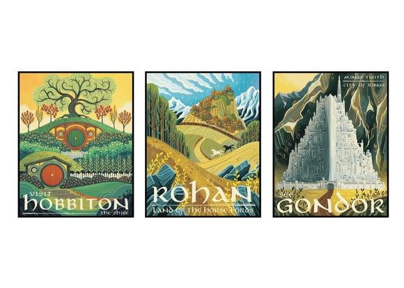 Trio de Placas Decorativas Senhor dos Anéis Terra Média