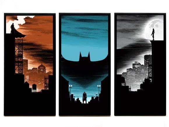 Trio de Quadros Batman Minimalista