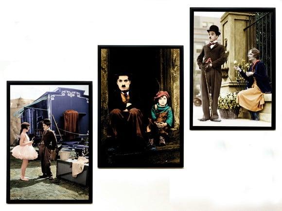 Trio de Quadros Chaplin (colorizado)