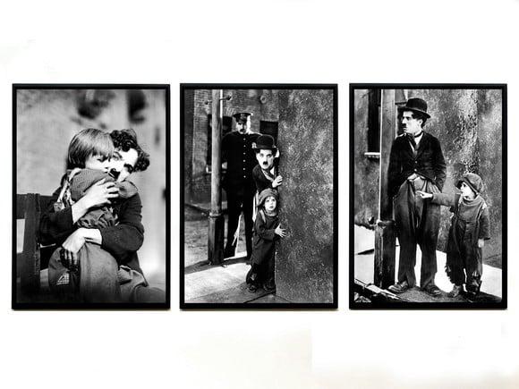 Trio de Quadros Chaplin O Garoto