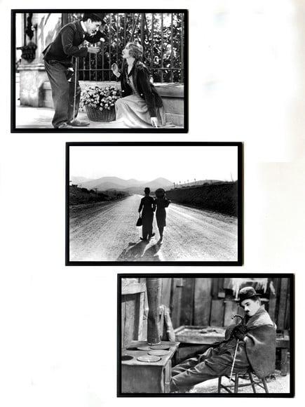 Trio de Quadros Charles Chaplin