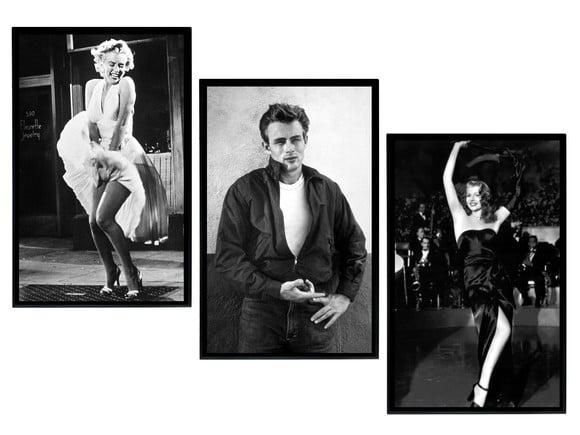 Trio de Quadros Ícones de Hollywood