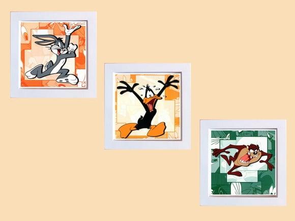 Trio de Quadros Pernalonga Patolino e Taz