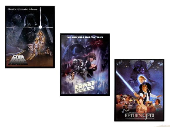 Trio de Quadros Star Wars Trilogia Clássica