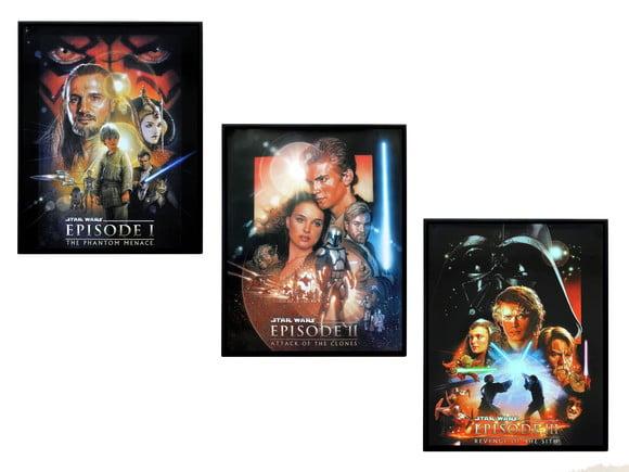 Trio de Quadros Star Wars Trilogia Prequel