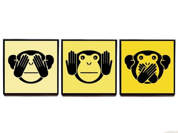 Trio de quadros Três macacos sábios