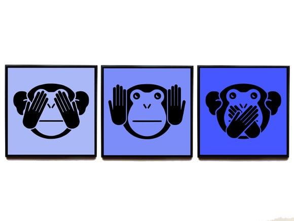 Trio de quadros Três macacos sábios