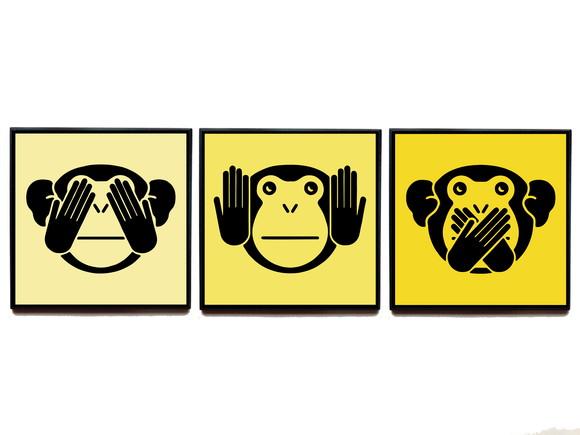 Trio de quadros Três macacos sábios