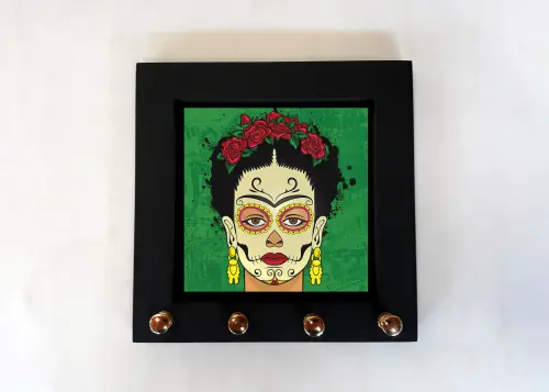 Porta Chaves Frida Caveira Verde