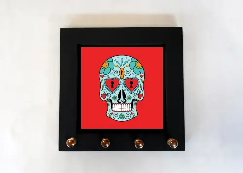 Porta Chaves Caveira Fundo Vermelho