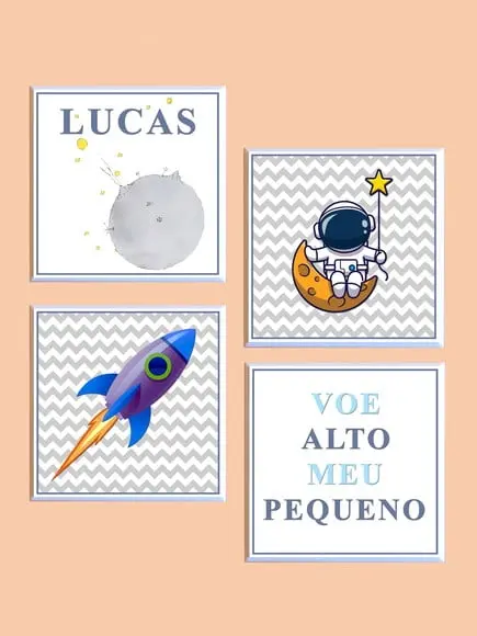 Conjunto de Quadros Astronauta